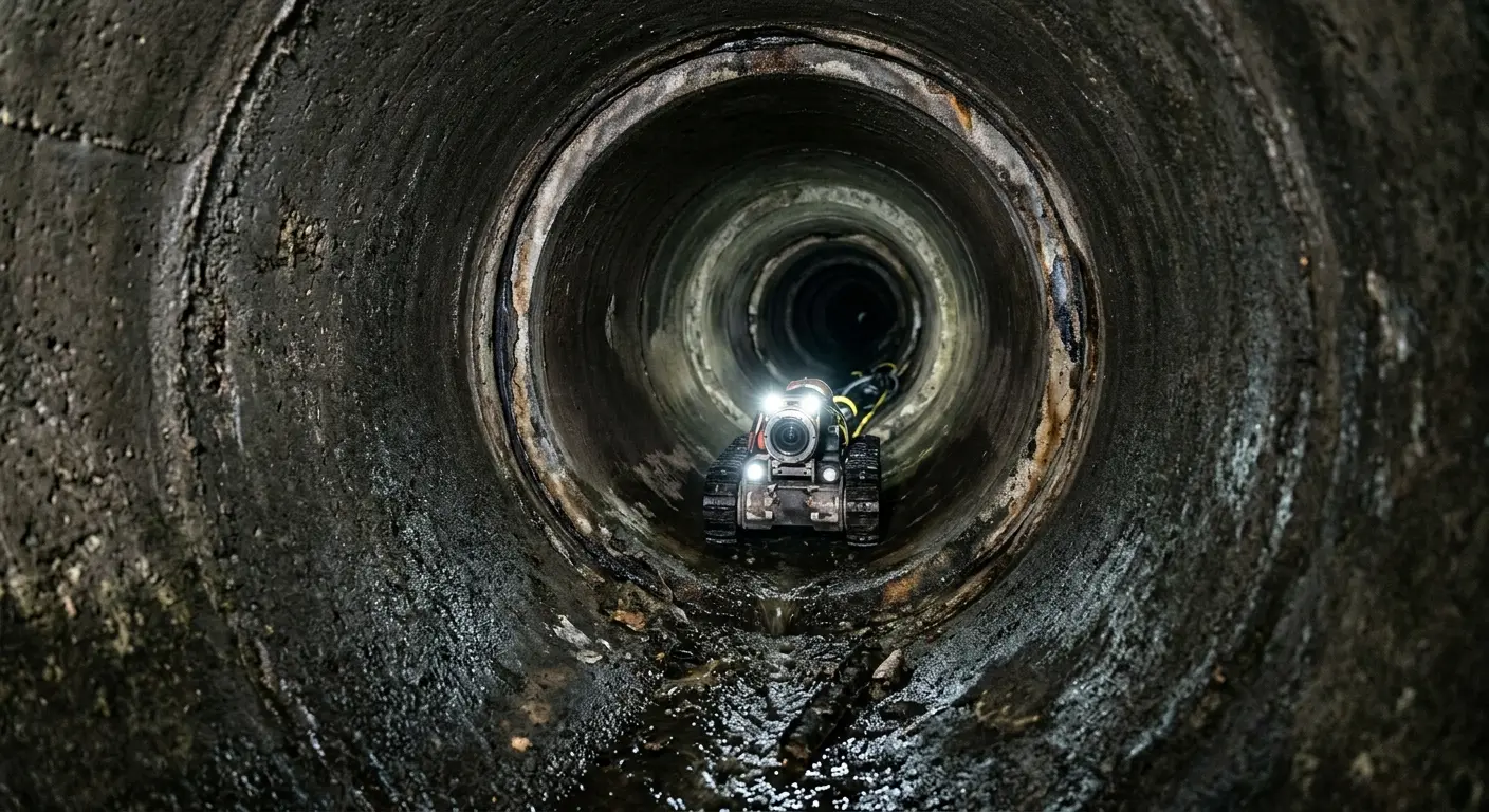 Robotic sewer camera inspecting pipe interior for Drain Snake Service in Windham
